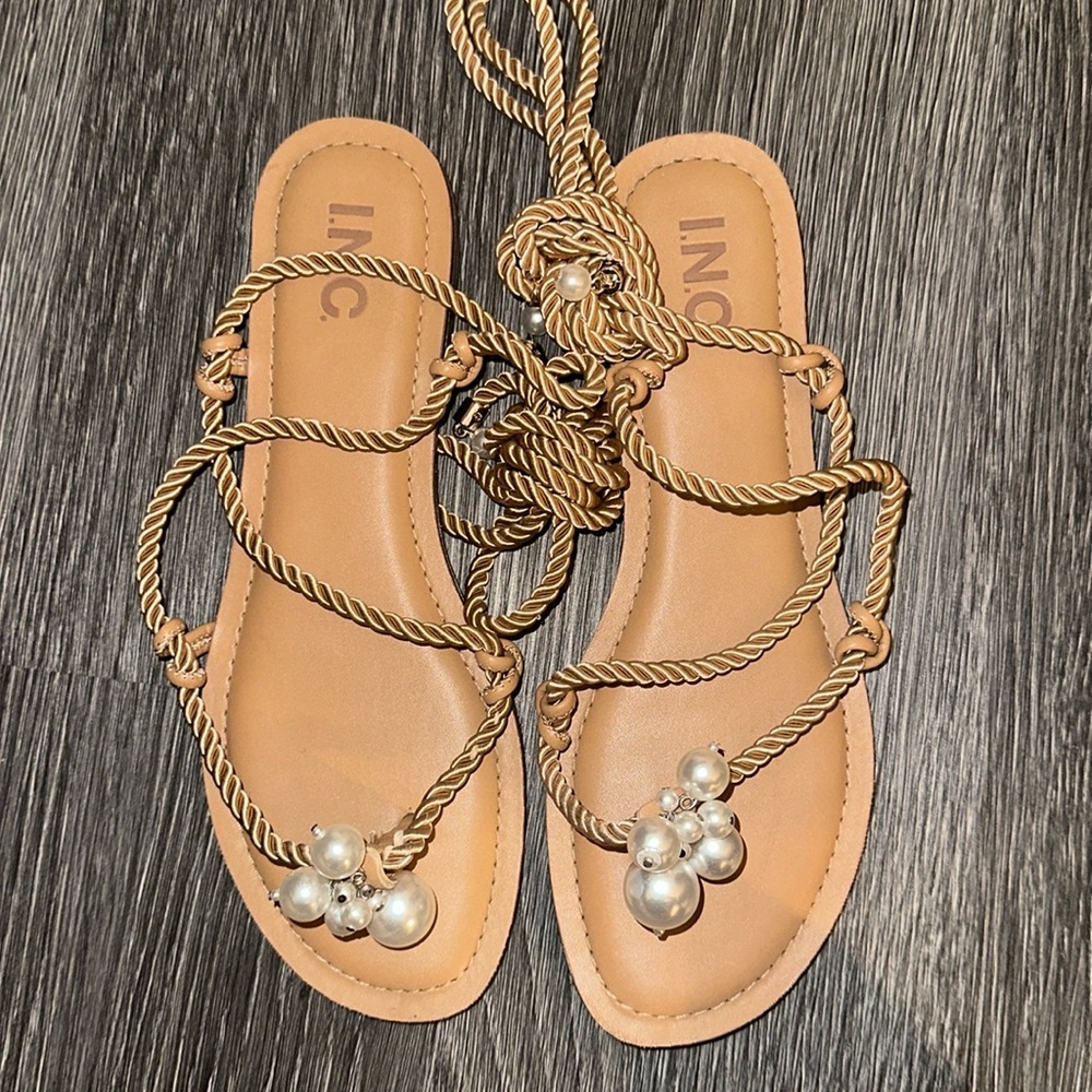 INC tie up sandals